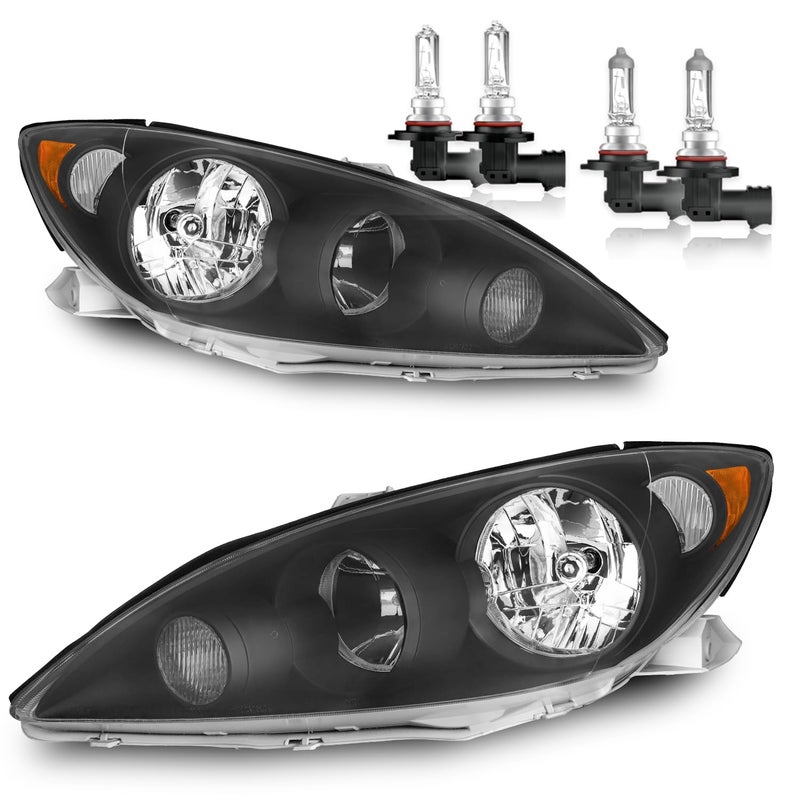 ROADEAL Headlights WBulbs for 2005 2006 Toyota Camry LE XLE Halogen Headlamp Replacement Driver  Passenger Side